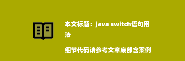 java switch语句用法