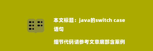 java的switch case语句