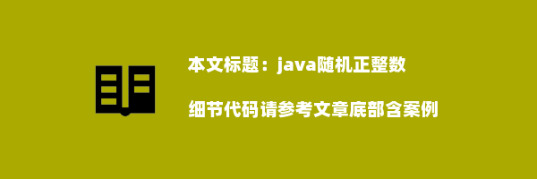 java随机正整数