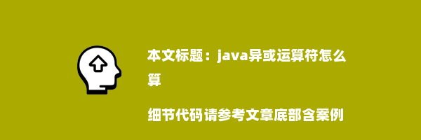 java异或运算符怎么算