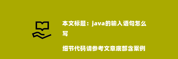 java的输入语句怎么写