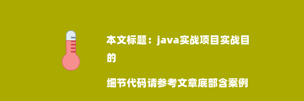 java实战项目实战目的