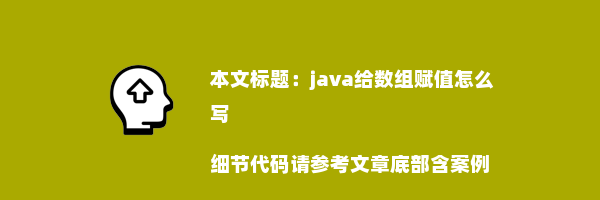 java给数组赋值怎么写