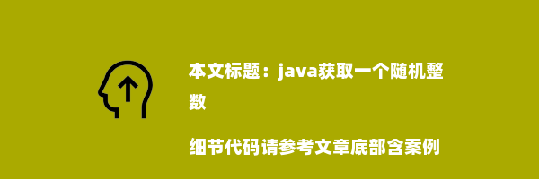 java获取一个随机整数